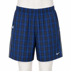 Nike Mens Swim Trunks Blue Plaid Mesh Lined Shorts - Size Large